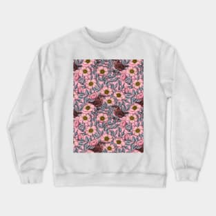 Wrens in the roses Crewneck Sweatshirt